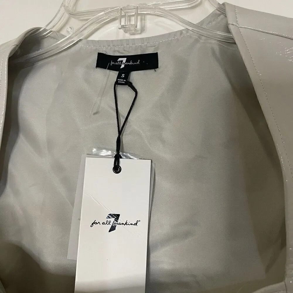 NEW! 7 for all mankind patent faux leather cropped ash gray bustier top Small